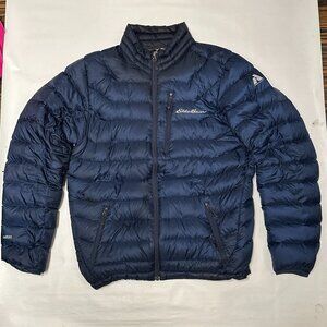 Eddie Bauer Jacket Mens Small Blue First Ascent EB800 Down Puffer Lightweight